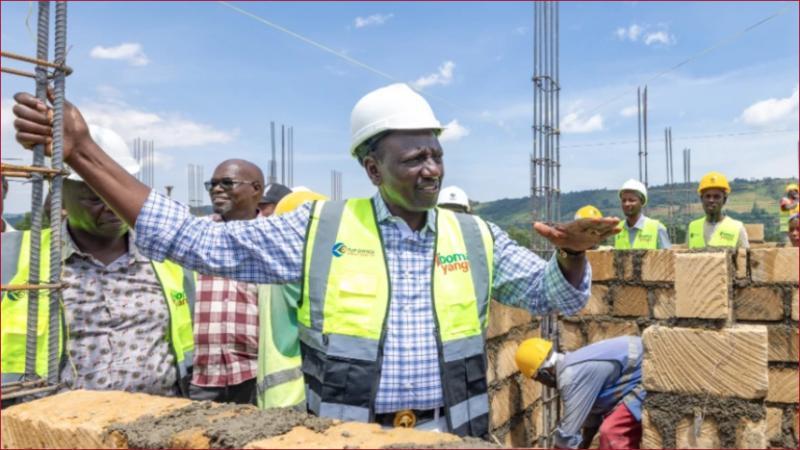President William Ruto at an Affordable Housing Programme site.